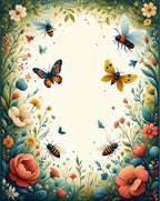 Whimsical Butterfly and Bee Garden Design Rug