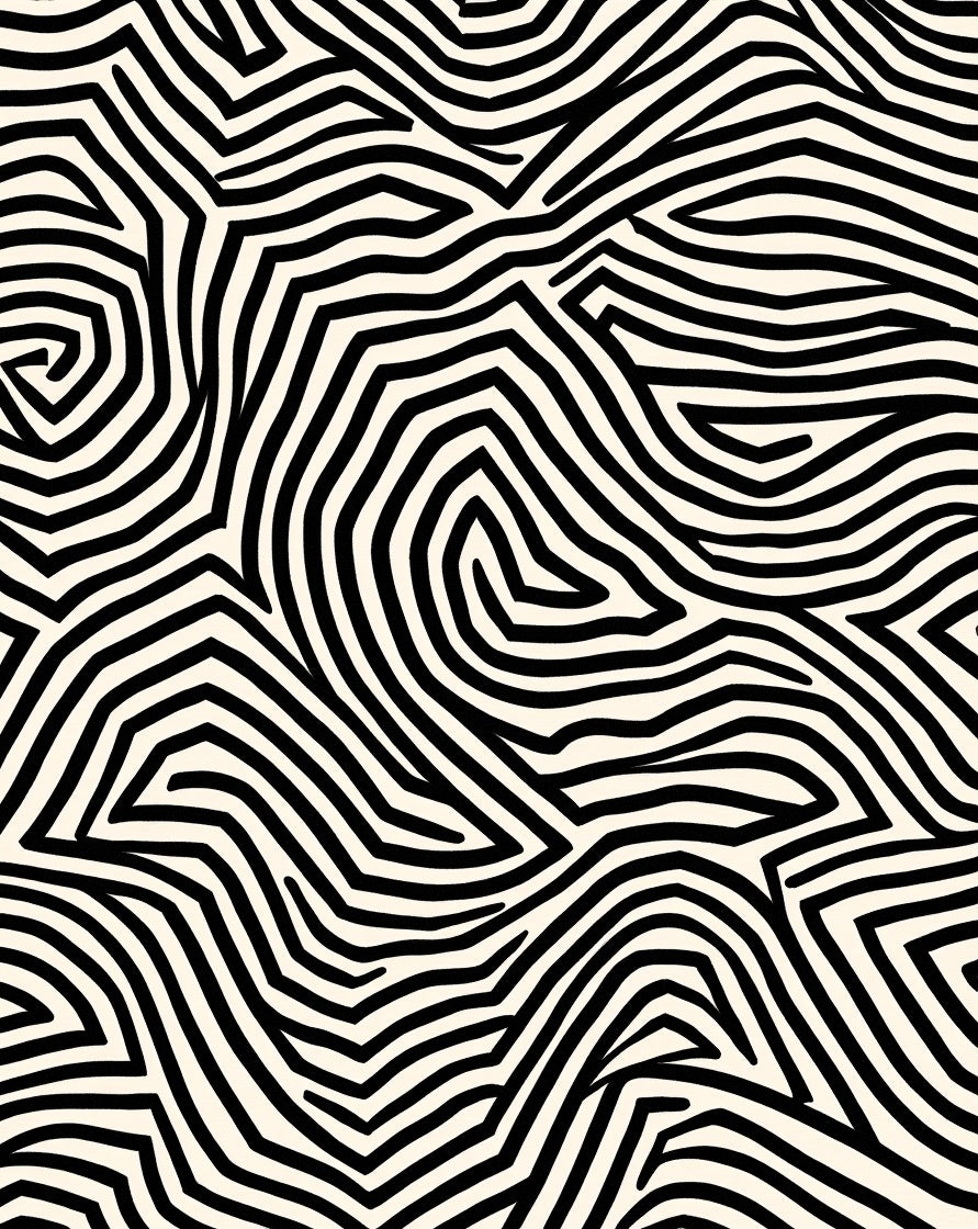 Organic Abstract Black White Pattern Rug