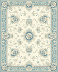 Classic Blue Floral Scrollwork Area Rug