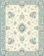 Classic Blue Floral Scrollwork Area Rug