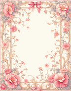 Elegant Pink Floral Vines Rug