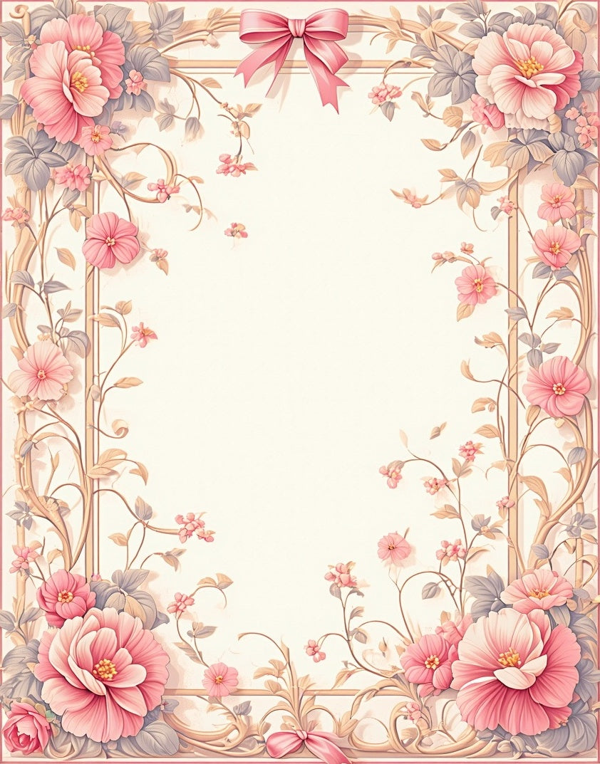 Elegant Pink Floral Vines Rug