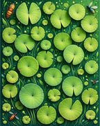 Nature Green Lily Pad Insects Pattern Rug