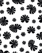 Black Floral Silhouette Pattern Rug