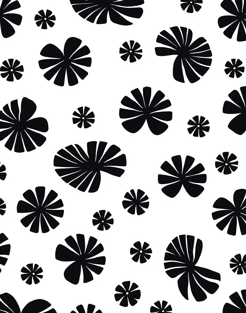 Black Floral Silhouette Pattern Rug