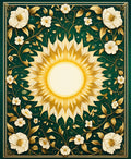 Golden Sun White Floral Scroll Pattern Rug