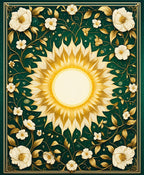 Golden Sun White Floral Scroll Pattern Rug