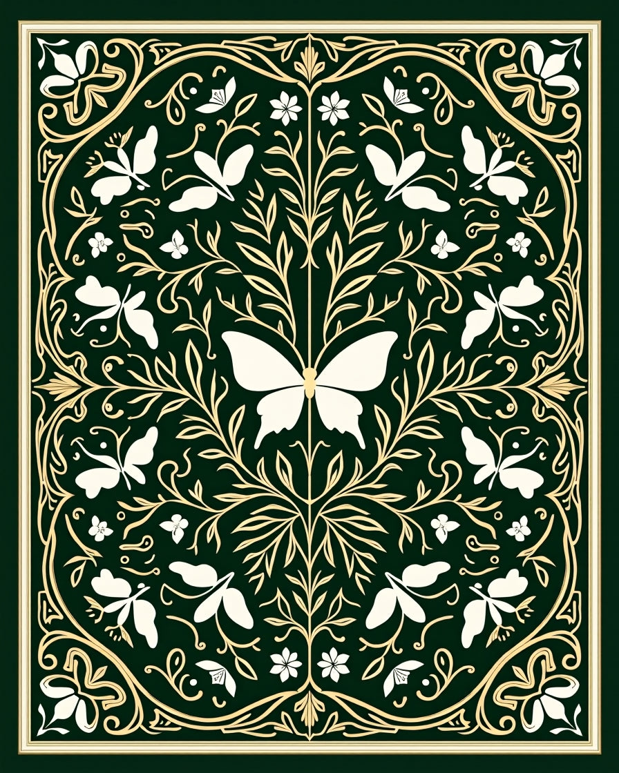 Whimsical Green Butterfly Garden Rug