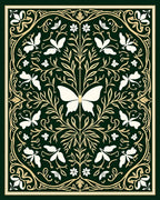 Whimsical Green Butterfly Garden Rug