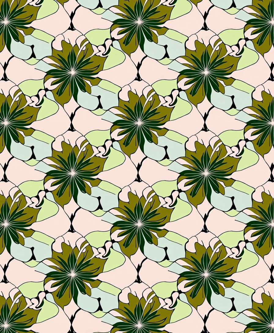 Art Nouveau Stylized Floral Pattern Rug