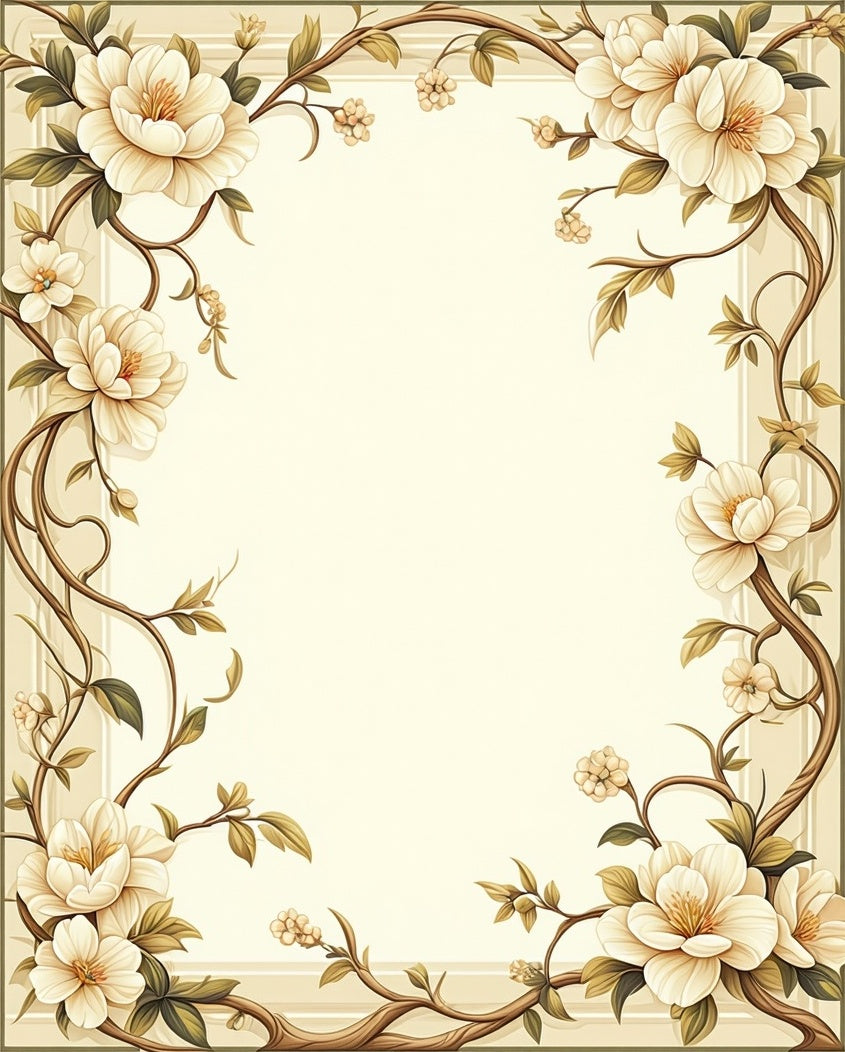 Cream Floral Vine Design Rug