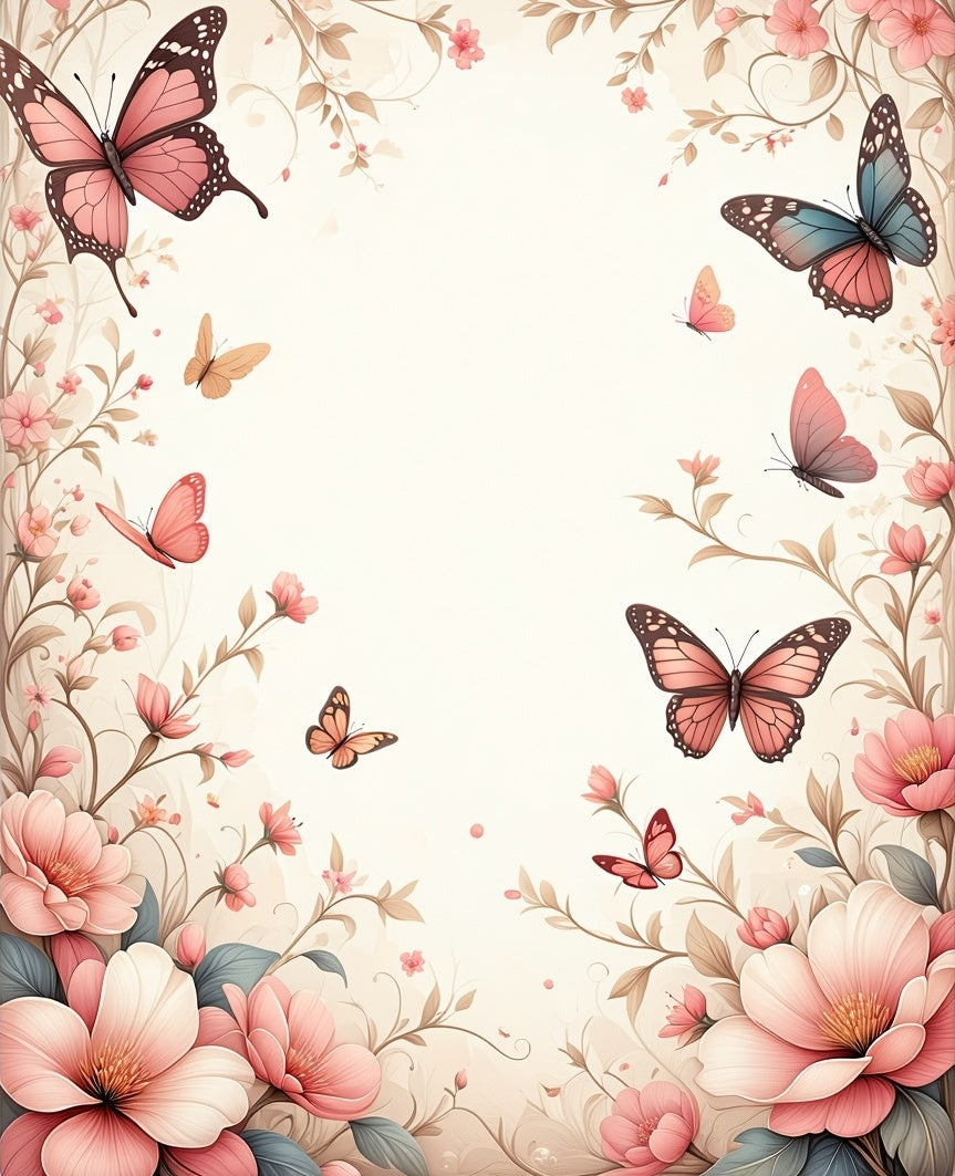 Floral Butterflies Gentle Spring Delight Rug