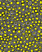 Abstract Yellow Square Pattern Rug