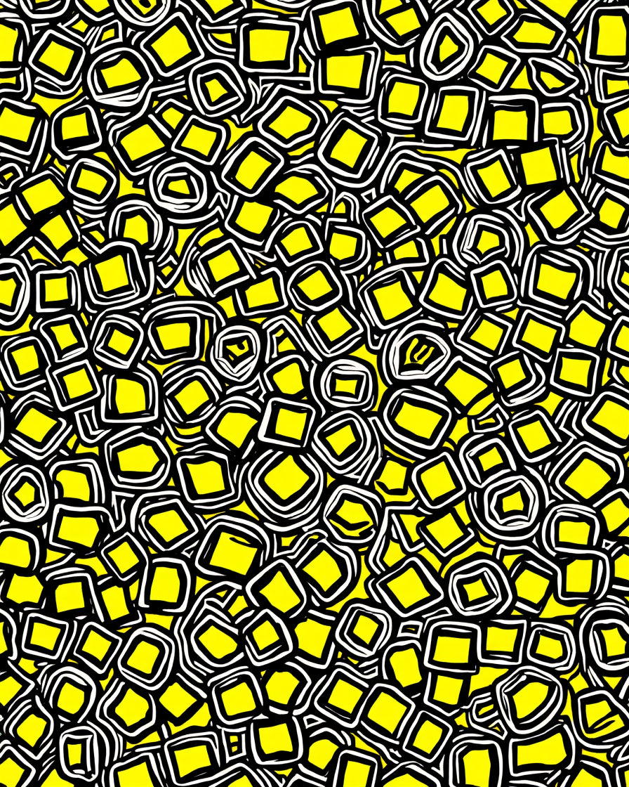 Abstract Yellow Square Pattern Rug