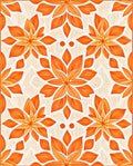 Vibrant Orange Floral Pattern Design Rug