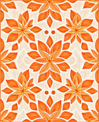 Vibrant Orange Floral Pattern Design Rug
