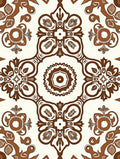 Classic Brown Floral Mandala Pattern Rug