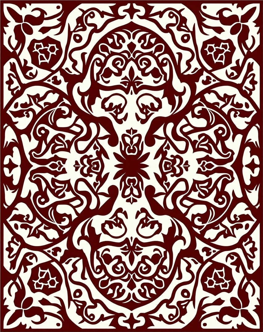 Ornate Vine Floral Intricate Pattern Rug