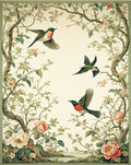 Floral Birds Enchanting Garden Tapestry Rug