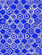 Blue Cream Floral Pattern Harmony Rug