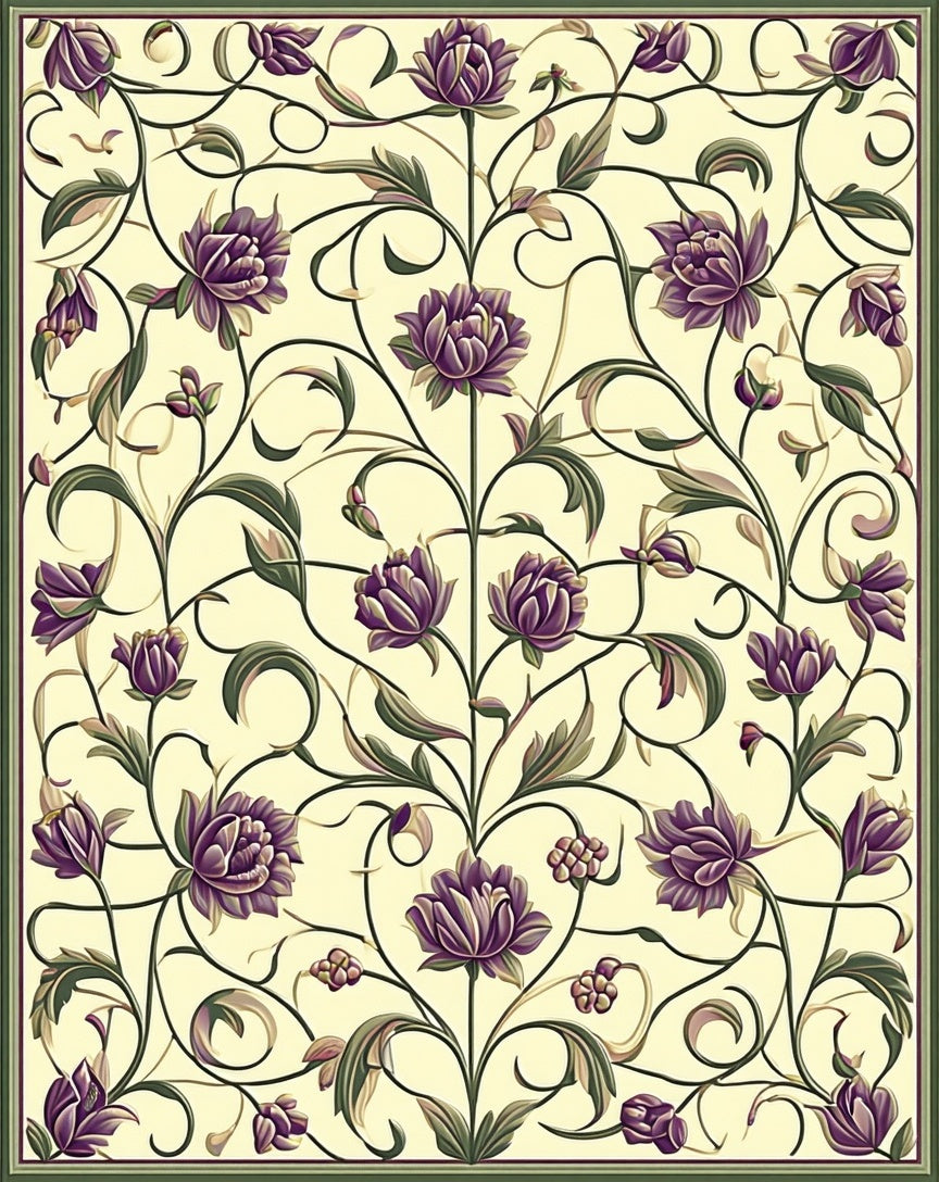 Vintage Floral Vines Pastel Rug