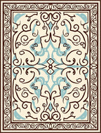 Ornate Swirls Light Blue Cream Rug