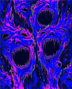 Distorted Screaming Faces Abstract Rug