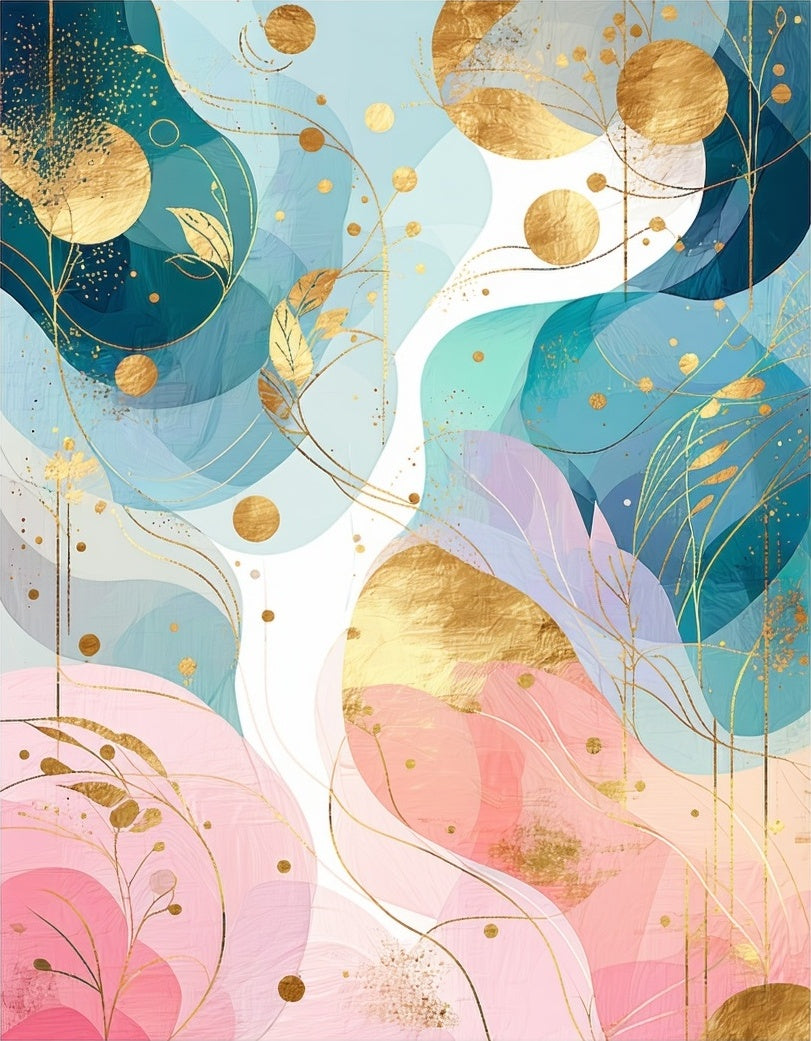 Abstract Gold Leaf Swirls Rug