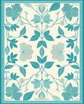 Teal Floral Botanical Pattern Rug