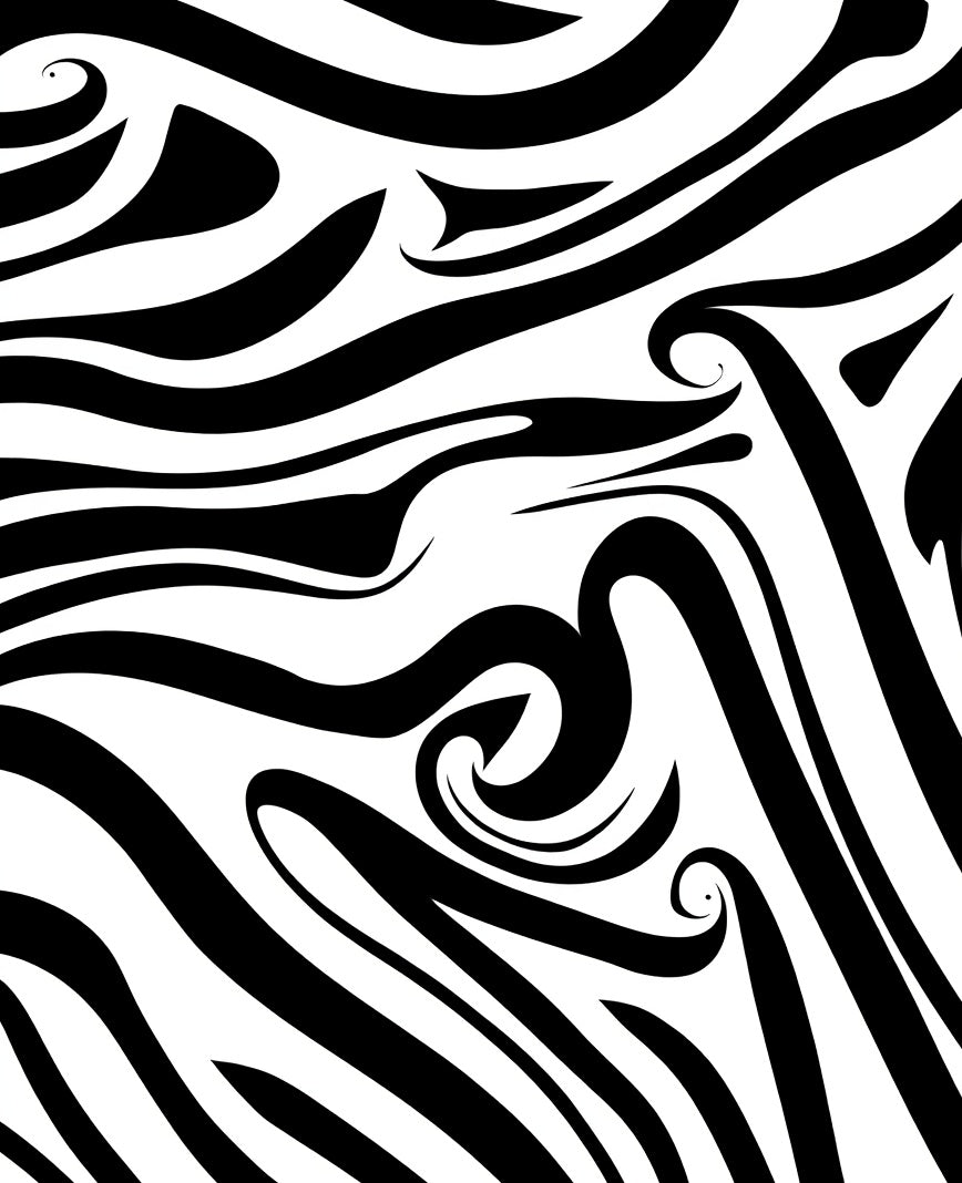 Abstract Black Swirl Stripes Rug
