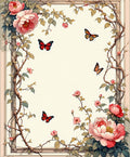 Elegant Floral Butterfly Vine Design Rug
