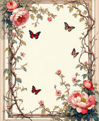 Elegant Floral Butterfly Vine Design Rug