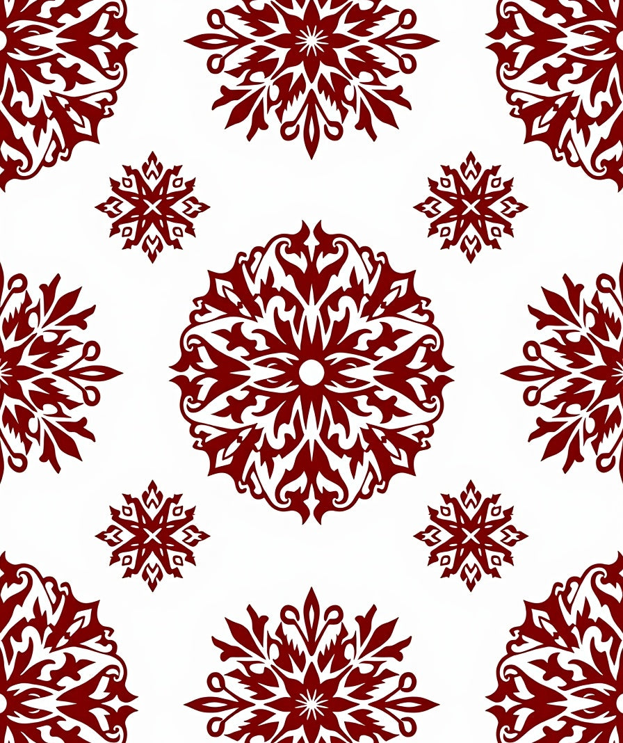 Deep Red Floral Medallion Arrangement Rug
