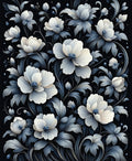 Dark Floral Elegance Print Rug
