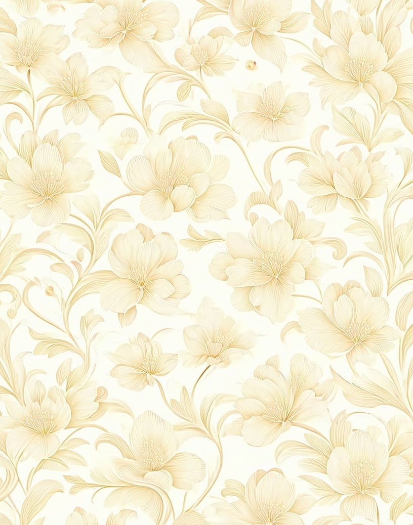 Soft Cream Floral Swirl Pattern Design Rug