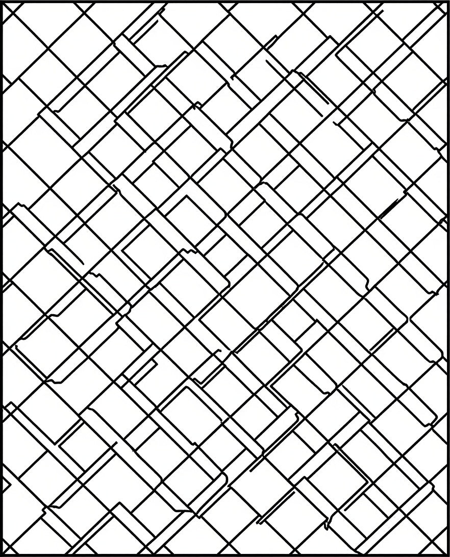Diagonal Grid With Broken Lines Pattern Rug