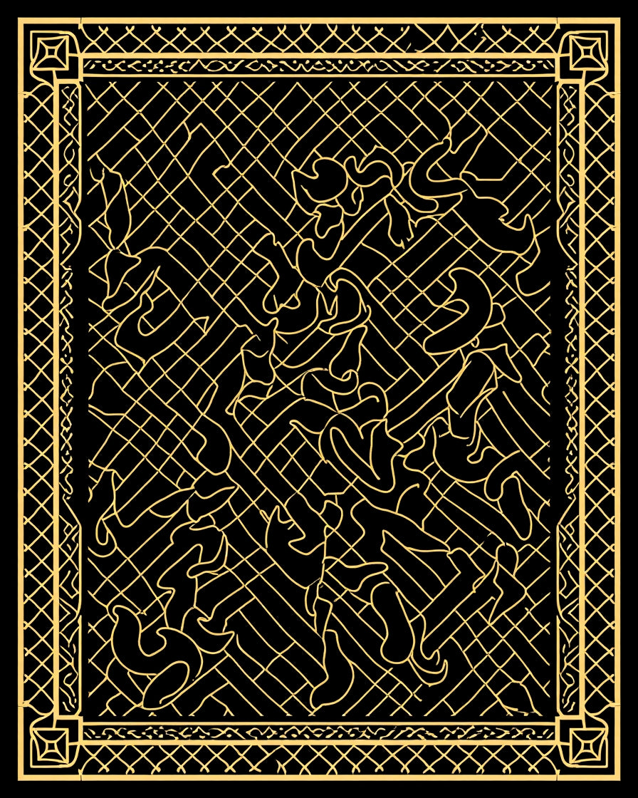 Bold Black Gold Abstract Art Rug
