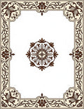 Cream Brown Floral Medallion Border Rug
