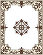 Cream Brown Floral Medallion Border Rug