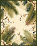 Tropical Palm Frond Vine Motif Rug