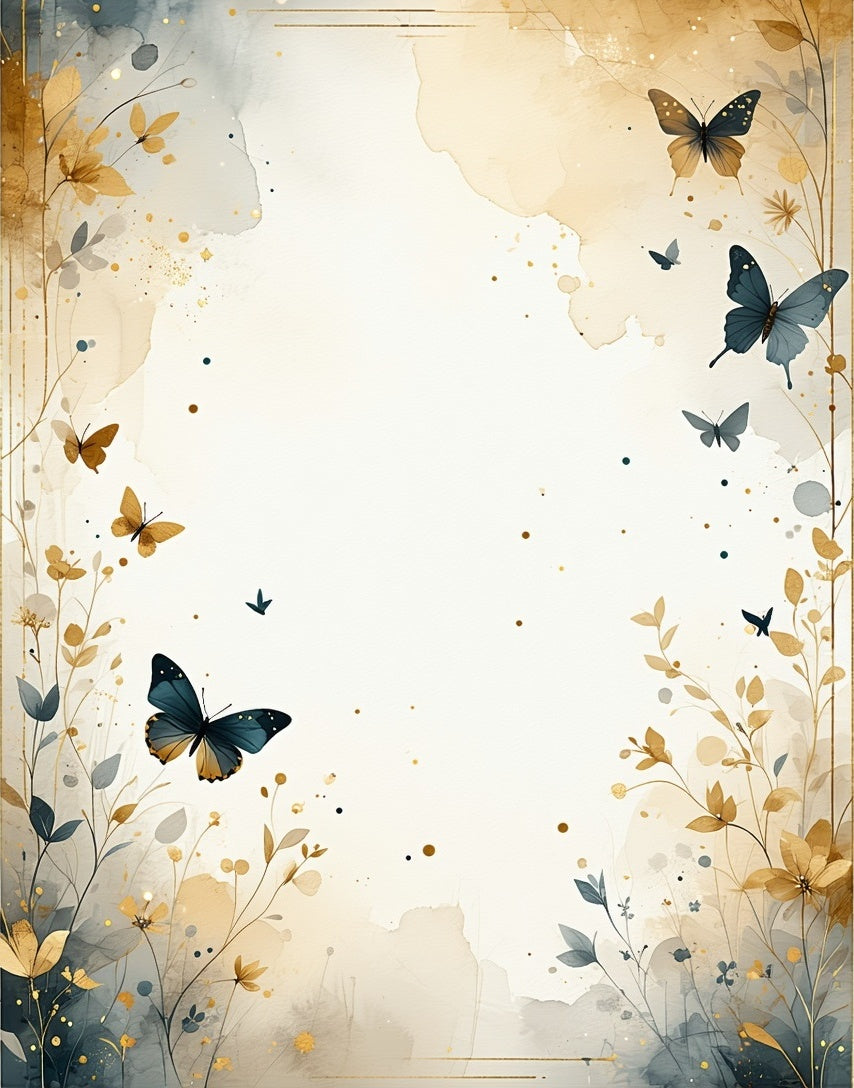 Golden Butterflies and Floral Trails Rug