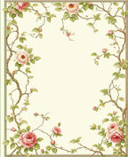 Vintage Rose Vine Floral Border Rug