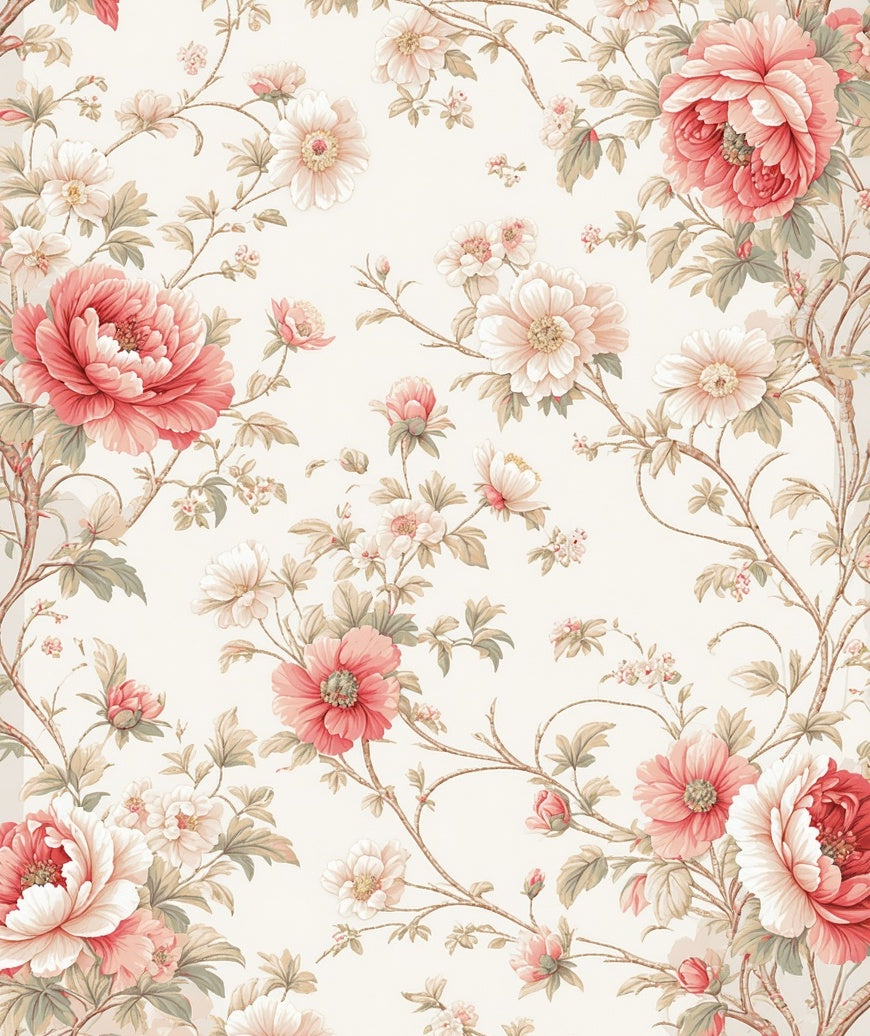 Delicate Floral Vine Pattern Rug