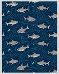 Playful Shark Fish Aqua Ocean Pattern Rug