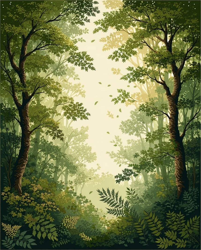Lush Forest Canopy Nature Scene Rug