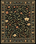 Dark Floral Tree of Life Pattern Rug