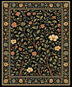 Dark Floral Tree of Life Pattern Rug