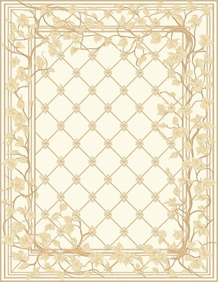 Vintage Floral Vine Lattice Rug