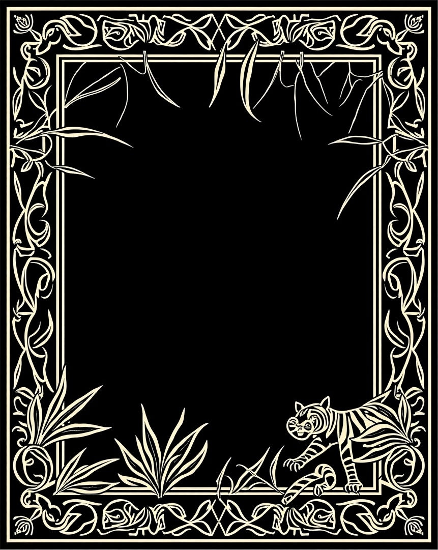 Jungle Tiger Floral Frame Design Rug