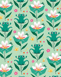 Whimsical Frog Flower Pattern Rug
